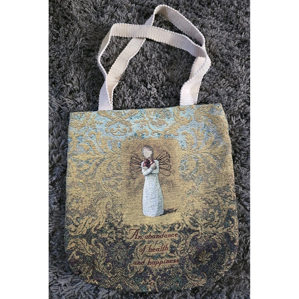 Willow Tree Peace on Earth Angel Holding Lamb Tapestry Tote Bag